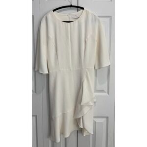 Amanda Uprichard Sheath Dress Women's Medium Ivory‎ 100% Polyester Long Sleeve